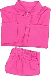 [Yardenfun] 1 Set Rose Red Shorts Suit for Women Woman Clothes Dress Shirts for Women Tracksuits for Women Spring Outfits for Women 2022 Women Casual Outfits Women Summer Tracksuit Rosy Fabric, Rosy