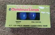NOS Set of 4 C-7 1/2 Blue Cool Burning Christmas Bulbs Opaque