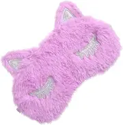 DINHEAROM Violet Plush Unicorn Eye Mask Lightweight Night Blindfold for Comfortable Sleep Travel and Naps Soft Fluffy Eyeshade with Elastic Strap for All Head
