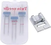 1 Set Silver Twin Stretch Machine Needle Double Twin Needles Pins Sewing Machine Double Needle for Brother JANOME Singer Sewing Machine Domestic Sewing Machine Sewing Machine Needles Serger Needles