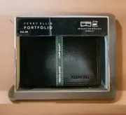 Perry Ellis Portfolio Passcase With Removable ID Wallet Black New Boxed
