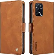 [YBFJCE] Case for Oppo A16/A16s, PU Leather Shockproof Durable Phone Wallet Case Protective Flip Folio Cover, for Oppo A16/A16s Cover with Card Holder, Brown