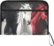YMXFXP Horse Colors Portrait Expandable Filing Folder, 13-Pocket Funny Cute Design with Sticky Labels, A4 Letter Size Document Organizer for Office, School, Boys, Girls