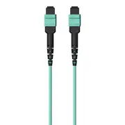 MTP to MTP MPO Fiber Optic Cable, 40GbE Aqua MTP/MTP, 50/125, OM3, Plenum
