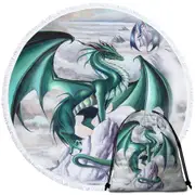 Tempest Clouds Cliffs Dragons Round Beach Towel