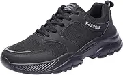 [Generic] Dress Sneaker Shoes for Men Seasonal Light Sports Shoes Non Slip Flat Bottom Comfortable Lace Up Shoes Sneaker Boots for Men Winter (Black, 42)