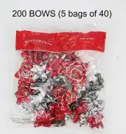 Lot of 200 Gift Bows (5 bags 40) Peel'n Stick Red/Silver/White 4" 3" 2" Target