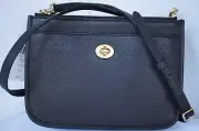 New Coach Slim Turnlock Crossbody Bag Pebble Black Handbag