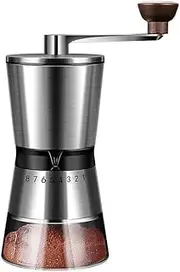 Frafuo Burr Coffee Grinder Manual Coffee Grinder Stainless Steel Hand Coffee Grinder Coffee Machine with Grinder Coffee Bean Grinder with Conical Ceramic Burr Adjustable Settings