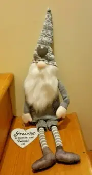 Elf Gnome Grey White Beard Gnome Bendable Arms 26 Inches Long NWOT Grey Suit