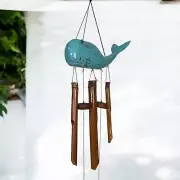 Whale Bamboo Wind Chime | Blue | Handmade, Hand Painted | Eco-friendly