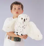 NEW PLUSH SOFT TOY Folkmanis 2236 Snowy Owl Full Hand Puppet with Rotating Head