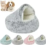 Cozy Cocoon Pet Bed, Olvys Dog Bed, Olvys Cozy Cocoon Pet Bed, Cozy Nook Bed, Cozy Cocoon Pet Bed for Cats Dogs, Winter Pet Bed, Fidofaves Cozy Nook Dog (60 * 60cm,Gray, Long Velvet)