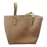 JOY & IMAN Tassel Chic Leather Tote with Fabric Insert & Wristlet - Taupe bag