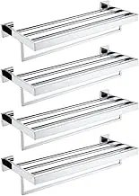 BLBMTCBCAG Stainless Steel Bathroom Squar Shelf Towel Rack Wall Organizer Hanger Storage Shelf Robe Towel Bar Kitchen Bathroom Accessories ToBarwel(4 PCS)