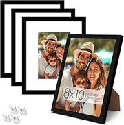 [Yopinmall] 8 x10 Picture Frame Set of 4, Black Photo Frame 5x7 with Mat Poster Frame Horizontal and Vertical Formats for Wall Hanging or Tabletop