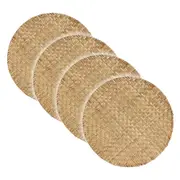 4x Placemat Serveware Dining Circular/Round Home Décor Weave Natural Straw 30cm