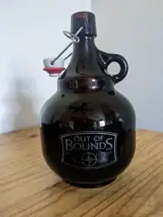 Beer Growler Out Of Bounds Brewing Company Brown Glass 0.53 Gallon Jug Stopper