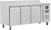 Polar U-Series Triple Door Counter Freezer with Upstand, 417 Liter Capacity, Silver