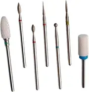 WOONEKY Nail Drill Bits Kit 7pc Tungsten Steel Drill Bits for Nails Easy to Use for Salon or Home