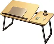 JIUSEGE Adjustable Laptop Desk for Bed – Foldable Lap Desk with Cup Holder, Portable Writing & Laptop Stand for Bed or Couch, Walnut