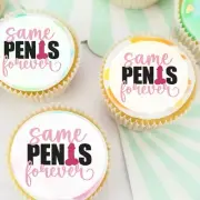 Same Penis Forever Cheeky Pre-cut Edible Icing Cupcake or Cookie Toppers