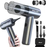 Cordless Car Vacuum, 15000PA High Power Suction Brushless Motor Hand held Vacuum, Rechargeable Dust Busters, 4 in 1 Air Duster and Vacuum for Car, Pet Hair, Office, and Keyboards(Grey)