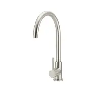 Round Kitchen Mixer Tap - Gooseneck Swivel - PVD Brushed Nickel