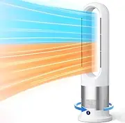 [Cobuy] Bladeless Fan and Heater Combo with 3 Speed Heating, 8 Speed Wind Electric Portable Tower Fan For Bedroom Office Home