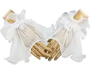 [Hemore] White Lace Glovesl, 1 Pair Flared Fingerless Lace Gloves, Elastic Bride Lace Gloves, Tulle Gloves for Bridal Prom Party Costume Accessory