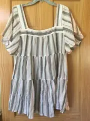 New Terra & Sky Women plus Size Sq Neck Tiered Tunic Shirt Top Multicolor 0X