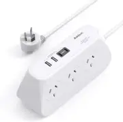 Addtam Power Board with 4 USB Ports, Desk Power Strip 350J Surge Protection