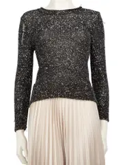 Black Moonshine Sequin Knit Top