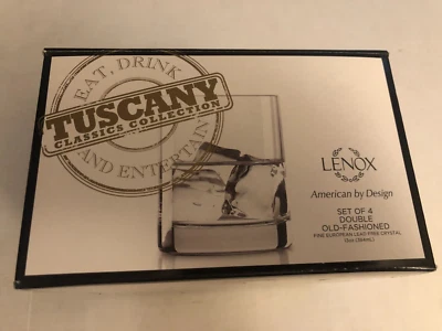 Set Of 4 Lenox Tuscany Classics Collection Crystal Rocks Glasses 4.5” H, 3.38 D