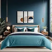 Premium Ranforce Single XXL Quilt Cover, Petrol Blue, 155 x 220 cm, 100% Cotton, 145 Thread Count, Button Closure, Machine Washable at 30°C