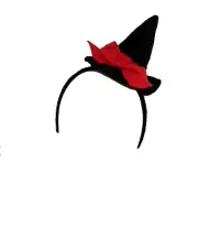 Mini Witch Hat Black Adult Girls Ladies Headband Red Bow Fancy Dress Head Band