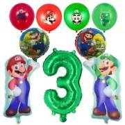 Super Mario Bros 3rd Birthday Party Balloons Set Green Red balloons