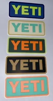Lot of 5 Authentic YETI Vinyl Sticker Decals Cups Ice Chests Bote Paddle boards