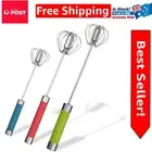 Eco-Friendly 3-Color Stainless Steel Egg Whisk - Semi-Automatic Mixer Essentials
