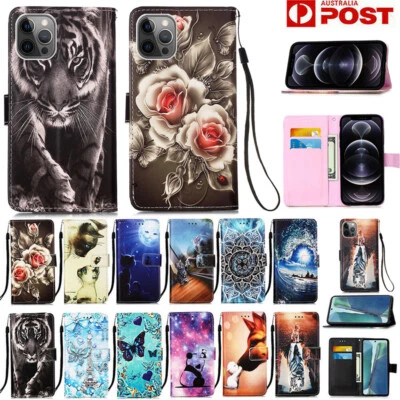 For iPhone 15 14 13 12 11 Plus Pro Max XR SE 8 7 Case Leather Wallet Flip Cover