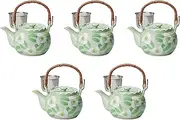 Set of 5 Midoriyama Chaha Rokubei U with No. 8 Earthen Bottle [6.3 x 4.7 inches (16 x 12 cm), 1350cc | Arita Yaki Setomonohonpo