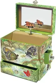 Monarch Butterfly Musical Jewelry Box Butterfly Spins to Music 4 Pullout