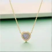 Liven Co. Labradorite Heart Necklace-Yellow Gold