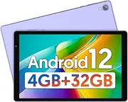 10 Inch Tablet, Android 12 Tablets, 4(2+2) GB RAM, 32GB ROM, 1280x800 IPS HD Touchscreen, Quad Core Processor, GMS, WiFi 6, 6000mAh Battery, Bluetooth Tablet PC, Dual Camera, Games(Purple)
