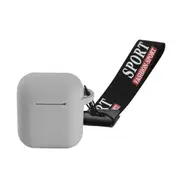 2Pcs Wireless Bluetooth Earphone Silicone Protective Box Anti-Lost Dropproof Storage Bag With Wrist Band For Apple Airpods (Grey)