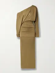 [KHAITE] KHAITE - Junet One-shoulder Draped Satin-jersey Maxi Dress - Army green - medium medium Green