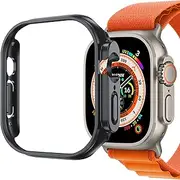 MEZON Premium Carbon Black Hard PC Protective Case for Apple Watch Ultra 2 (49mm) and Watch Ultra (49mm) – Wireless Charging Compatible (Watch Ultra, Black)