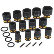 Klutch 1/2in.-Drive Impact Socket Set, SAE, Chrome Molybdenum, 13 Pcs.