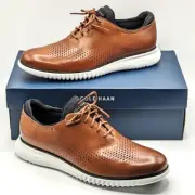 Cole Haan Men’s 2 Zerogrand Laser Wingtip Oxford Leather Shoe- British Tan/Ivory