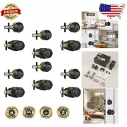 Sleek Matte Black Interior Door Knobs - 6-Pack Keyed Alike for Convenience